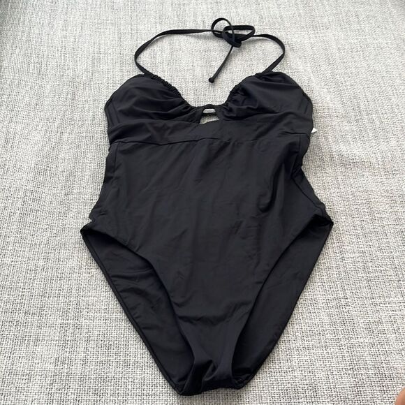 Becca Swimsuit Womens Small Black Color Code One Piece Halter Neck - Picture 2 of 7